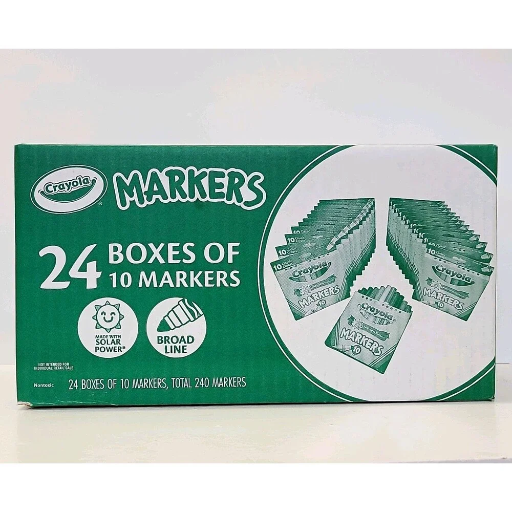 Crayola Broad Line Markers, Green, 24 Boxes of 10 (240 Total)